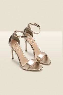 Nia Champagne Gold Leather Barely There High Heel Sandal -Trendora Shop web s21fe003pk c gold rt
