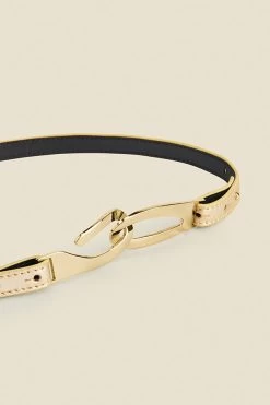 Gold Patent Leather Slim Waist Belt With Gold Clasp -Trendora Shop web s22ac010mc0005 c rt