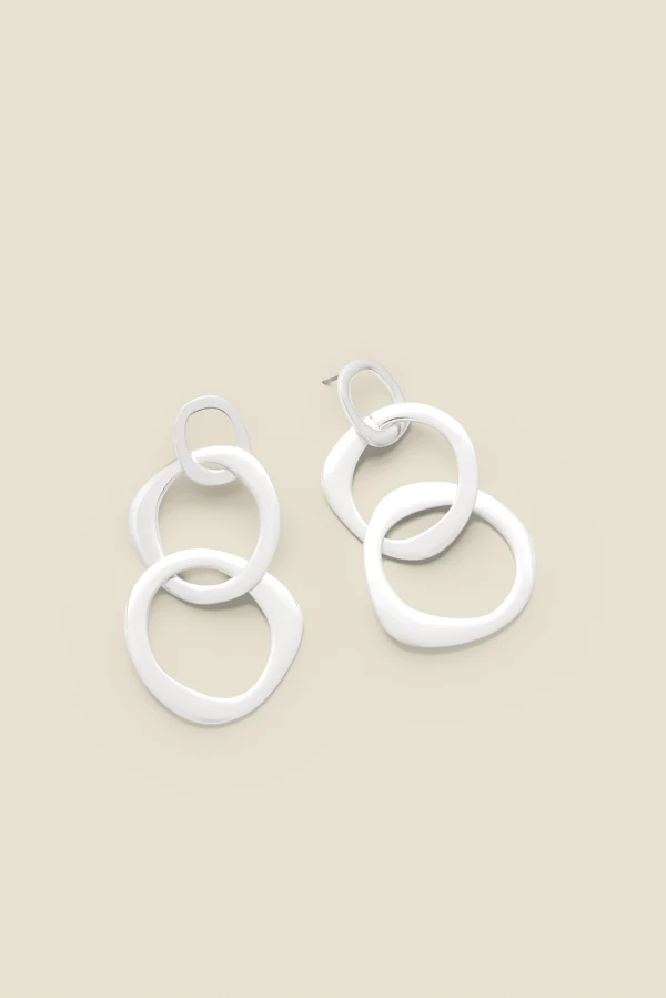 Silver Plated Chain Link Oversized Earrings 2 Silver Plated Chain Link Oversized Earrings - Image 2