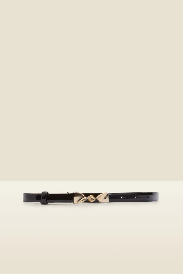 Black Twist Trim Slim Leather Waist Belt 3 Black Twist Trim Slim Leather Waist Belt - Image 3