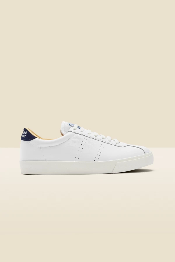Superga White Leather Navy Blue Heel Trainers 2 Superga White Leather Navy Blue Heel Trainers - Image 2