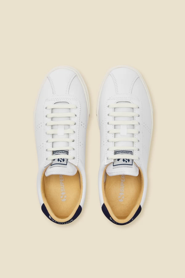 Superga White Leather Navy Blue Heel Trainers 3 Superga White Leather Navy Blue Heel Trainers - Image 3