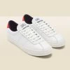 Superga White Leather Orange Heel Trainers