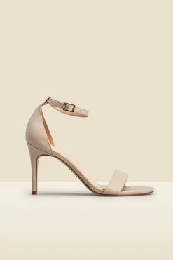 Nia Ecru Leather Barely There High Sandal