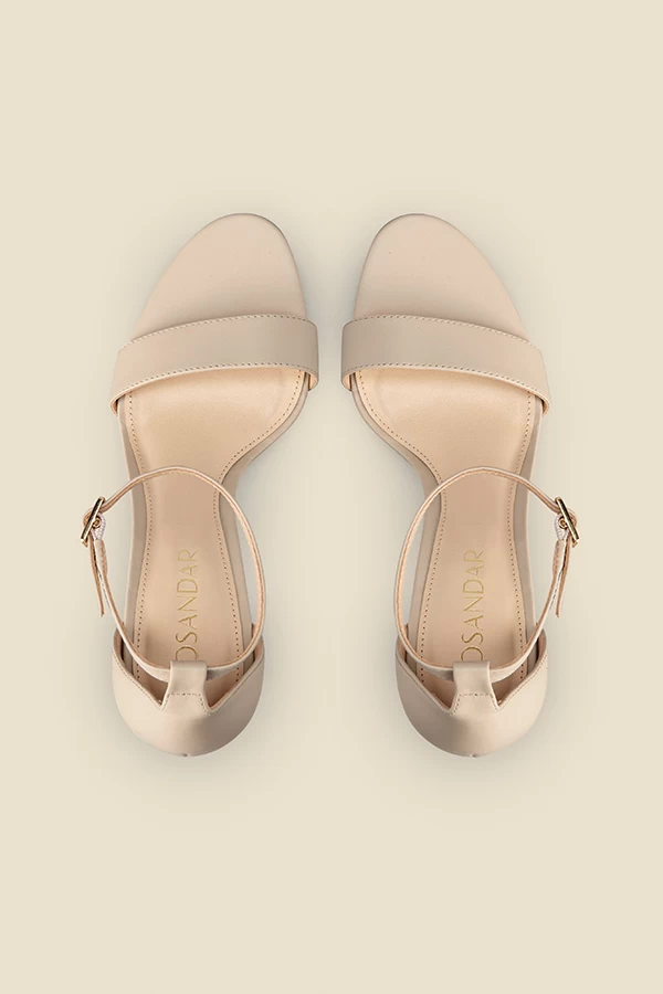 Nia Ecru Leather Barely There High Sandal 3 Nia Ecru Leather Barely There High Sandal - Image 3