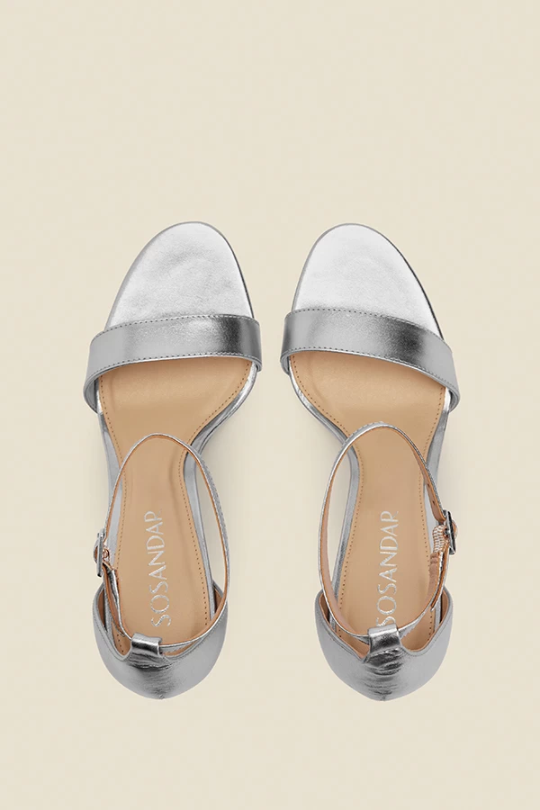 Nia Silver Leather Barely There High Heel Sandal 3 Nia Silver Leather Barely There High Heel Sandal - Image 3