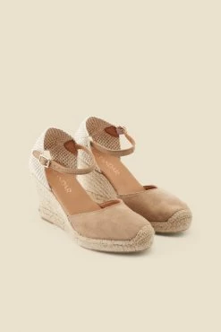 Alana Taupe Suede Ankle Strap Wedge Espadrille