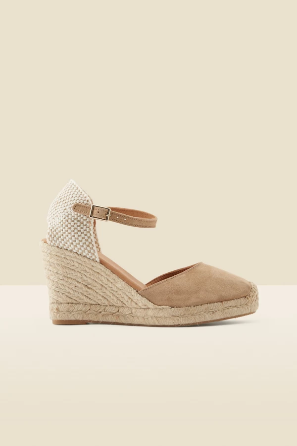 Alana Taupe Suede Ankle Strap Wedge Espadrille 2 Alana Taupe Suede Ankle Strap Wedge Espadrille - Image 2
