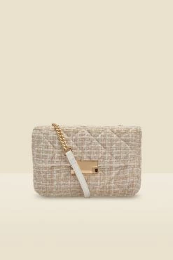 Natural Boucle Clasp Detail Cross Body Bag