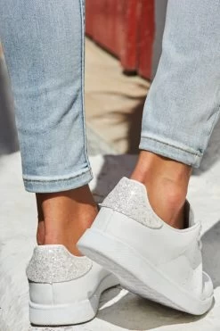 Victoria Cava White Glitter Back White Leather Trainers -Trendora Shop web s67 s20tj026 s20bd002 276