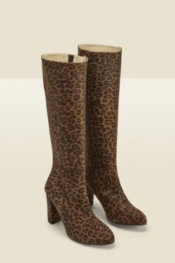 Leopard Print Suede Zip Knee High Boot -Trendora Shop web sa18fw39ld a rt