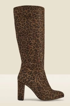 Leopard Print Suede Zip Knee High Boot -Trendora Shop web sa18fw39ld b rt
