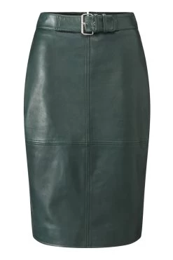 Dark Green Leather Buckle Detail Pencil Skirt 11 Dark Green Leather Buckle Detail Pencil Skirt -Trendora Shop web sa18st06 dark green leather buckle detail skirt