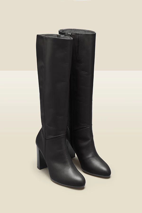 Blake Black Leather Zip Knee High Boots 2 Blake Black Leather Zip Knee High Boots - Image 2