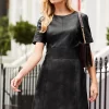 Black Leather Panelled Shift Dress