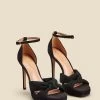 Black Nubuck Leather Knot Detail Platform Heel