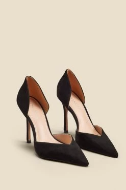 Black Suede Sweetheart Court Shoe
